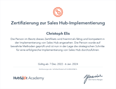 221207 Sales Hub Implementierung Zertifikat Christoph